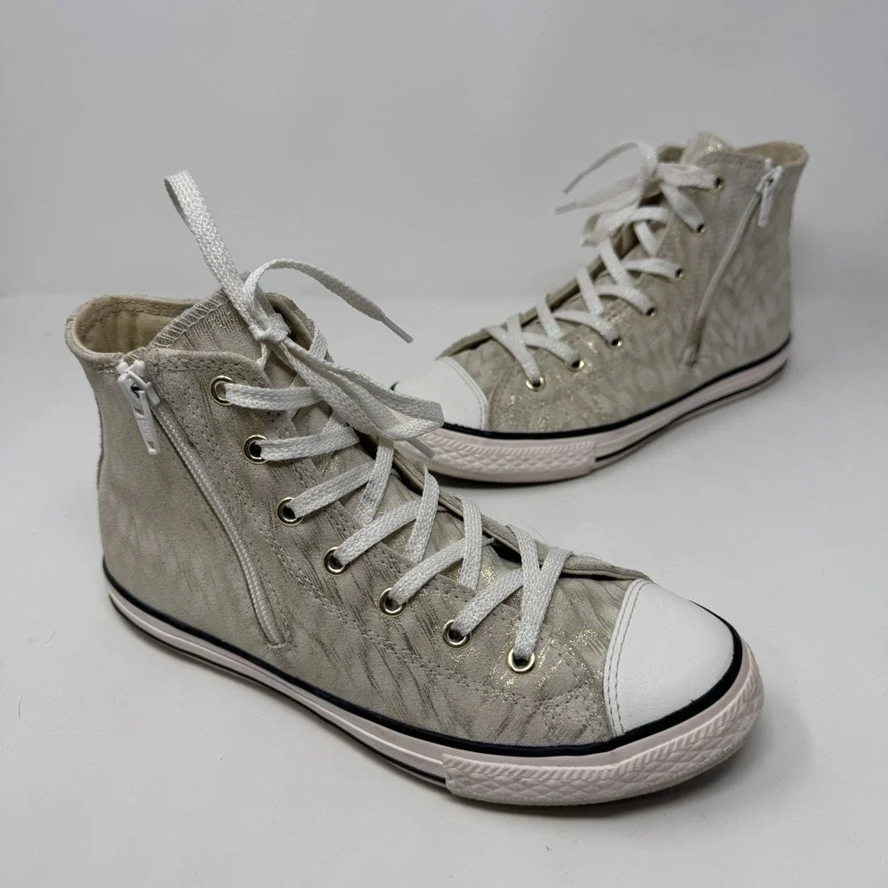 Converse Chuck Taylor Ctas Side Zipper Gold Brush Junior Girls Size 5